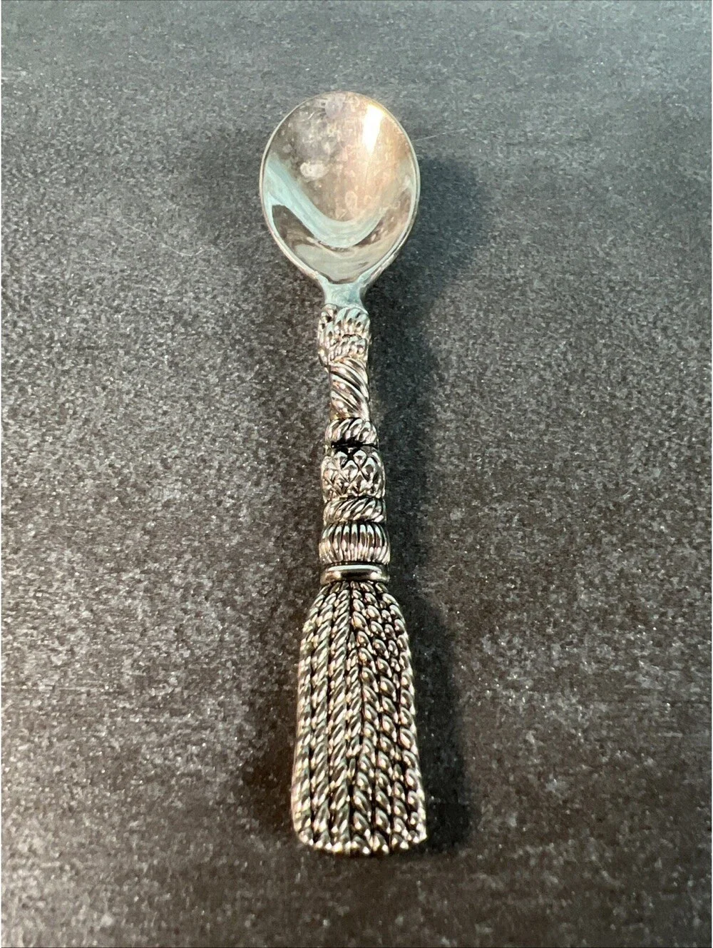 Three New Silea Demitasse Spoons 1 New In Pkg  Rope & Tassel Pattern Italy